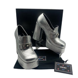 Versace Medusa Leather Metallic Platform Women's Size 39 = US 9