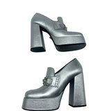 Versace Medusa Leather Metallic Platform Women's Size 39 = US 9