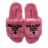 Prada Fuzzy Logo Terry Slides Women's Size 36 ~ US 6