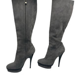 YSL Grey Rive Gauche Suede Boots Women Size 8