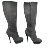 YSL Grey Rive Gauche Suede Boots Women Size 8