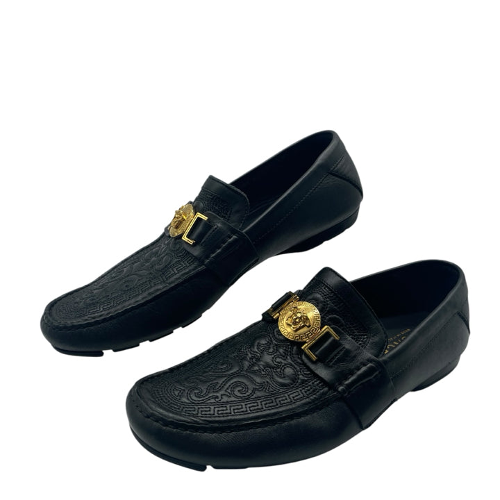 Versace Medusa Medallion Embroidered Loafers, male, black, 42