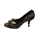 Gucci GG Canvas Bamboo Horsebit Pumps Women's Size 7