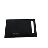 Saint Lauren So Black Grain de Poudre Uptown Chain Wallet