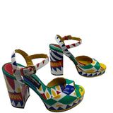 Dolce & Gabbana Carretto Platform Heel Sandals Size 37 US 7