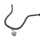 Tiffany & Co. 925 Sterling Silver Blue Enamel Heart Charm Beaded Bracelet