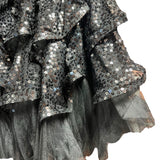 Betsey Johnson Black Sequin Ruffle Mini Size XS Women's Dress