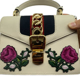 Gucci Sylvie Rose Embroidered Top Handle