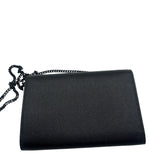 Saint Lauren So Black Grain de Poudre Uptown Chain Wallet