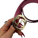 Gucci Pink and Silver Interlocking GG Size 90 ~ US 8 Women's Belts