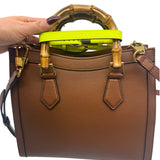 Gucci Brown Leather Diana Small Tote Purse Bamboo