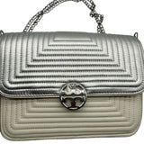 Tory Burch Silver Duet Chain Trapunto Convertible Purse