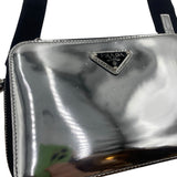 Prada Brique Chrome Patent Leather Shoulder Bag