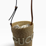 Gucci Logo Raffia Tote Bag