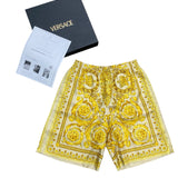 NWT Versace Barocco Champagne Print Silk Shorts Size Men's Small