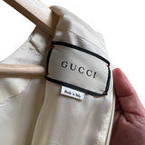 Gucci Cream GG Stripe Wool/Silk Midi Size L Women's Dress