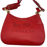 Coach Red Pebbled Leather Jes Hobo Shoulder Bag Purse