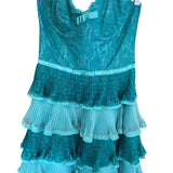 Vintage Betsy Johnson Teal Ruffle Tier Dress Wmns Size: 6
