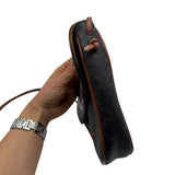 Celine Brown Coated Canvas Triangle Triomphe Mini Crossbody Purse