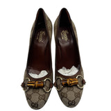 Gucci GG Canvas Bamboo Horsebit Pumps Women's Size 7