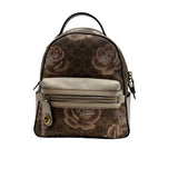 Coach Beige and Pink Floral Campus Backpack Purse