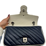 Gucci Navy Leather Vintage Effect Double Marmont Purse