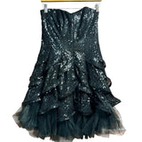 Betsey Johnson Black Sequin Ruffle Mini Size XS Women's Dress