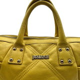 Just Cavalli Yellow Studded Leather Top Handle Purse