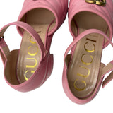 Gucci Marmont Leather Platform Sandals Size 37.5 = US 7.5