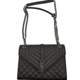 Saint Laurent Gray Grain De Poudre Medium Matelasse Purse