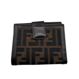 Fendi Brown Monogram Leather & Canvas Women's Wallets