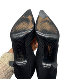 Chanel Black Vintage Pointed Toe Canvas Size 38 ~ US 8 Women's Shoes