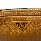 Prada Camel Double Zip Vitello Daino Leather Camera Bag Purse