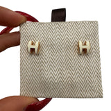Hermes White Mini Pop H Earrings