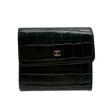 NWT Chanel Classic Embossed Crocodile Small Trifold Flap Wallet