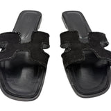 Hermes Black Oran Sandal Women's Size 39.5 US 9.5