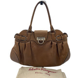 Salvatore Ferragamo Brown Leather Gancini Bag