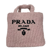 Prada Pink Small Raffia Tote Purse