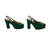 Gucci Green Nappa Charlotte Platform Pumps Size 38.5 = 8.5