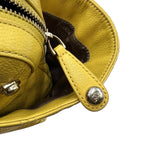 Just Cavalli Yellow Studded Leather Top Handle Purse