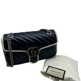 Gucci Navy Leather Vintage Effect Double Marmont Purse