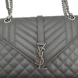 Saint Laurent Gray Grain De Poudre Medium Matelasse Purse