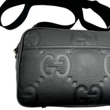 Gucci Black LeatherJumbo GG Messenger Crossbody Purse