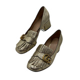 Gucci Fringe Metallic Marmont Block Heel Women's  39 ~ US 9