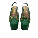 Gucci Green Nappa Charlotte Platform Pumps Size 38.5 = 8.5