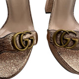 [AS IS] Gucci Metallic GG Marmont Platform Heels Womens 37.5 US 7.5