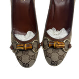 Gucci GG Canvas Bamboo Horsebit Pumps Women's Size 7