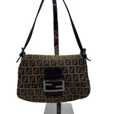 Fendi Tan Canvas Monogram Baguette Purse