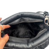 Kurt Geiger Black Quilted Leather Kensington Puff Purse