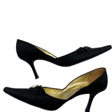 Chanel Black Vintage Pointed Toe Canvas Size 38 ~ US 8 Women's Shoes